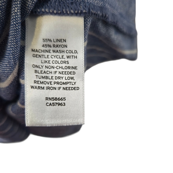 Caslon Blue Striped Linen Button-Up Dress Size 1X - Picture 4 of 5